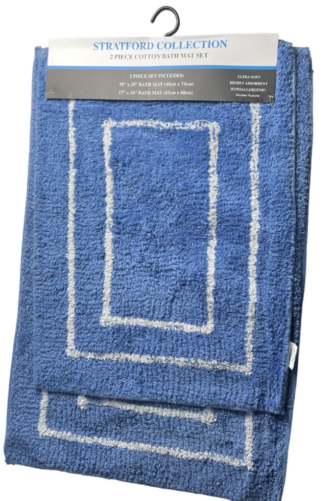 7.99 STRATFORD COLLECTION 2 PIECE COTTON BATH MAT SET 